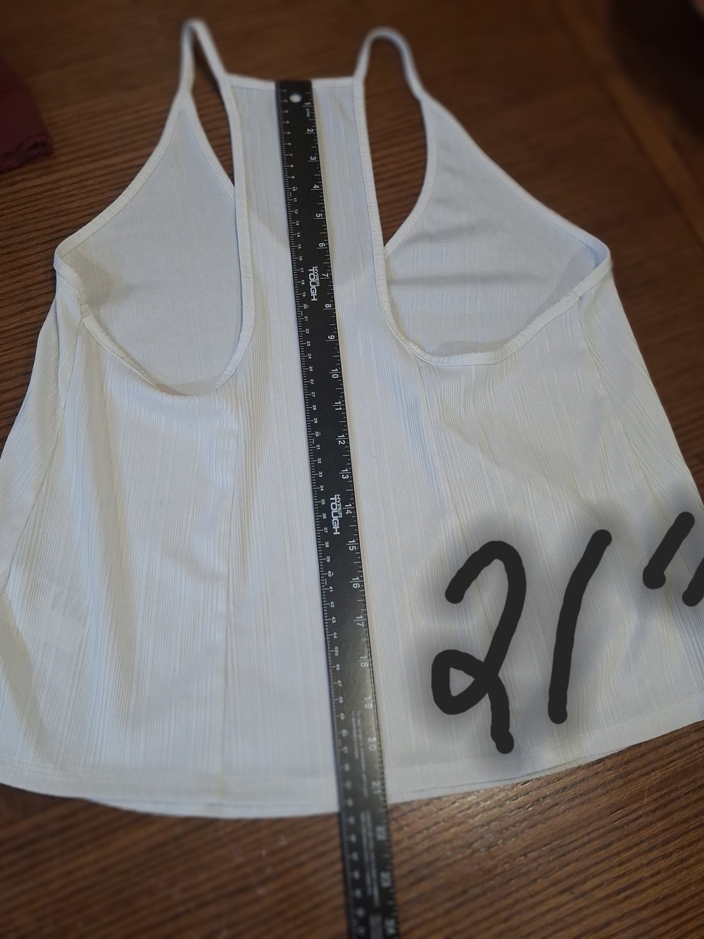 Lightweight White Ribbed V-Neck Racerback Tank - Picture 4 of 9